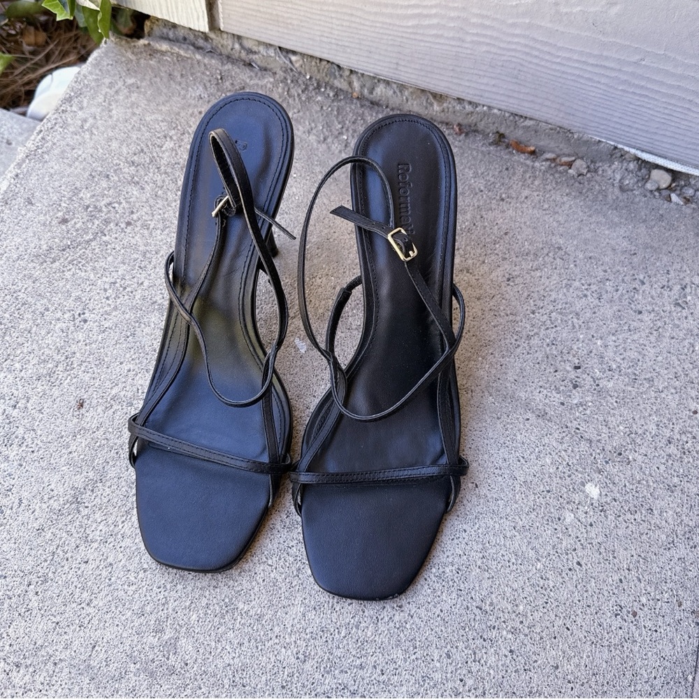 Reformation Black Strappy Heels